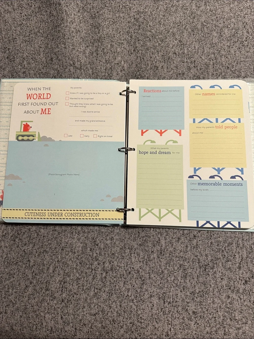 Hallmark Our Nonstop Sweetie 5 Year Baby Memory Book - Blue Transportation Cover